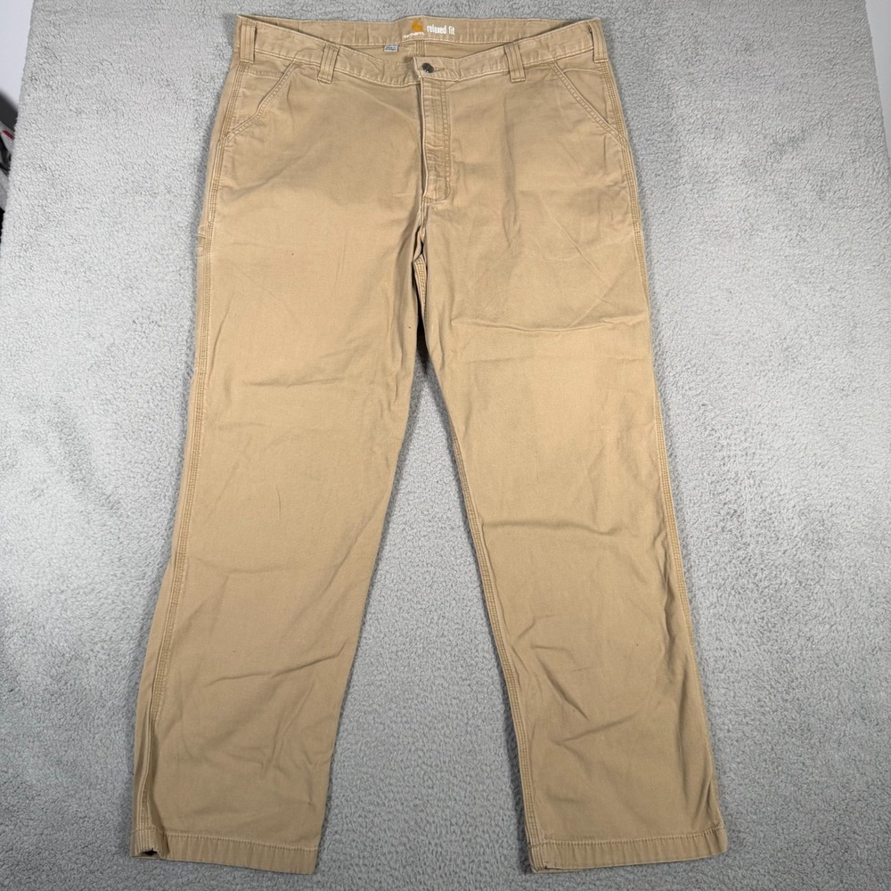 Carhartt Pants Mens 42x32 (Fits 41) Khaki Relaxed Fit Rigby Dungaree Workwear